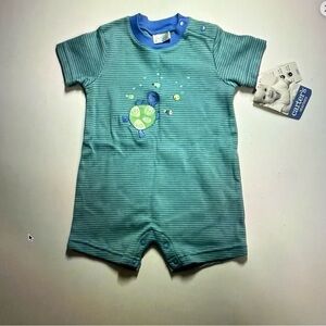 New Vintage Carter's Blue and Green baby romper with turtle design